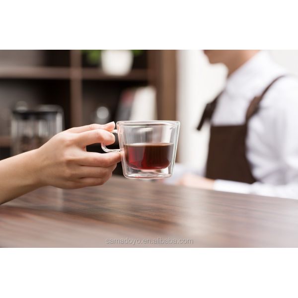 Portable Double Wall Glass Espresso Cups Coffee Mug High Temperature Resistant