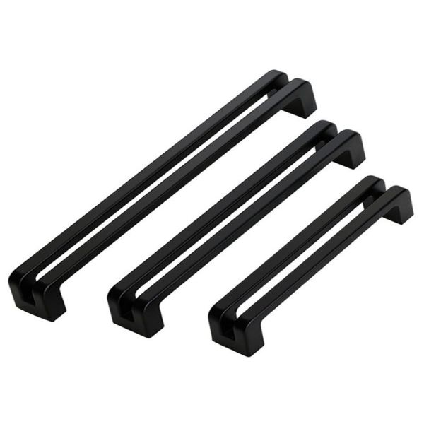 Matter Black Kitchen Cabinet Handles American Hollow Design Zinc Drawer pulls