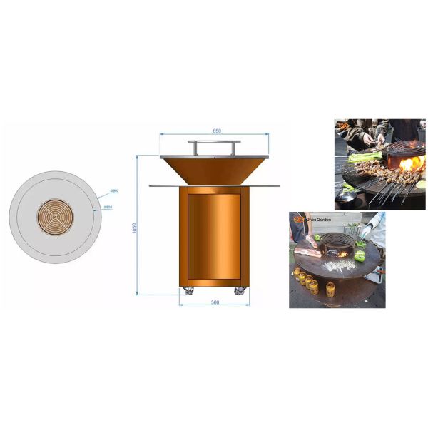 Cooking Plancha Barbecue Outdoor Metal Garden Corten Steel BBQ Smoker Large Barbeque Charcoal Grill