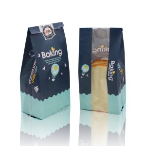 Custom Logo Printing Food Delivery Takeaway Stand Up Paper Bags With Clear