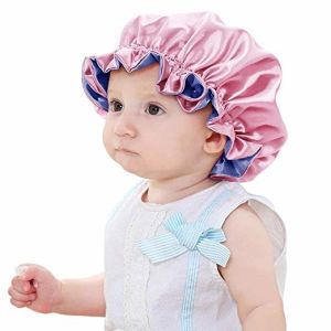 Quality Double Sided Mulberry Silk Sleep Cap , 43cm Pink Silk Bonnet for sale