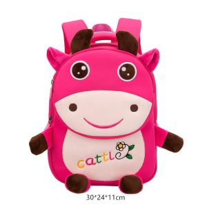 Cow Waterproof Kids Backpack Cartoon 3D Animal Kindergarten Girls Fashion