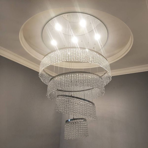 Modern Staircase Chandeliers For Living Room Lobby Club Luxury Ring Lights(WH-NC-90)