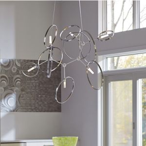 Sitting Room Modern Pendant Light Plated Painted Led Ring Chandelier