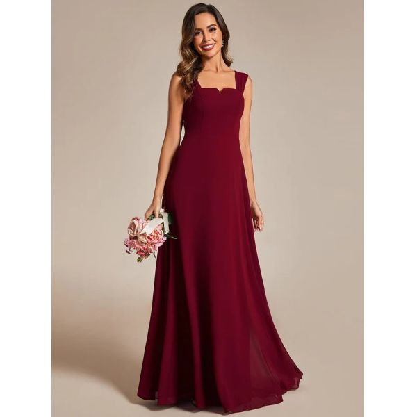 Empire High-waisted Sleeveless Cap Sleeve Square Neck Invisible Zipper Mint Green Chiffon Bridesmaid Dress