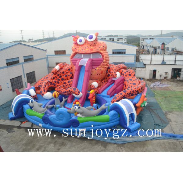 Buy Octopus Cartoon Shape Kids Inflatable Water Park For Amusement at wholesale prices