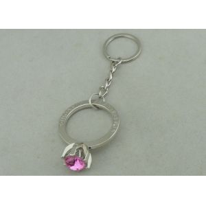 Purple Rhinestone Promotional KeyChain With Chrome Plating , Full Relief Design