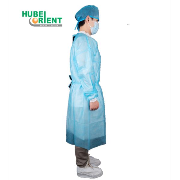 Buy White/Yellow/Blue/Green Anti Dust PP Nonwoven Disposable Isolation Gown With Knitted Cuffs at wholesale prices