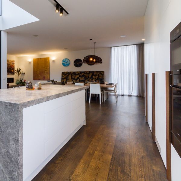 Wooden Handle Integrated Appliance Cabinet Custom Plywood Kitchen Cabinets With Island