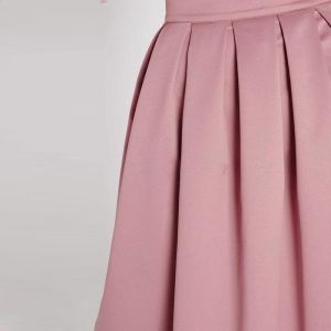 High waist pleated pink 3/4 umbrella skirt
