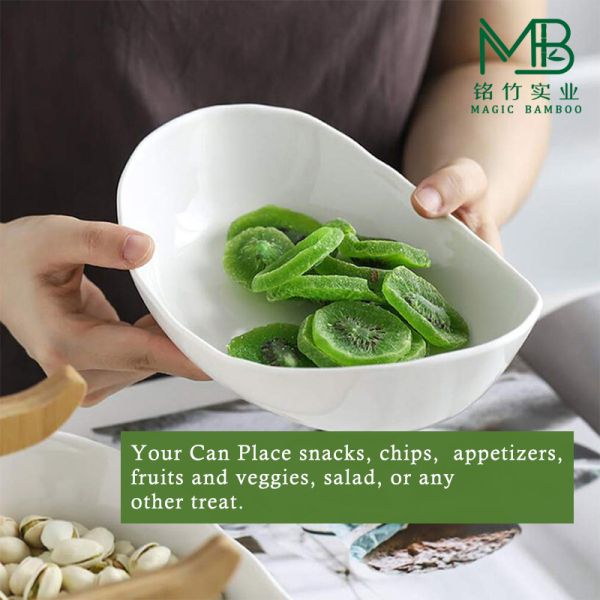 Multi-Layer Bamboo Ceramic Fruit Bowl Rack For Restaurant Storage