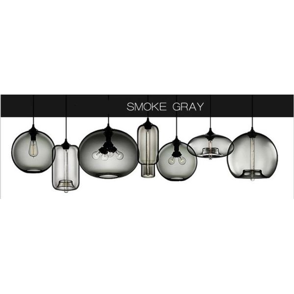 grey.jpg Colorful Modern Fishbowl Glass Pendant Light - 8 colors & 13 shapes available