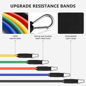 customized 1.2m 11pcs Resistance Bands Set With Foam Handles