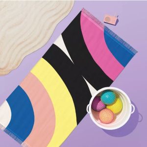 Compact Travel Beach Towel – Reversible 100% Cotton Velour and Terry for Quick