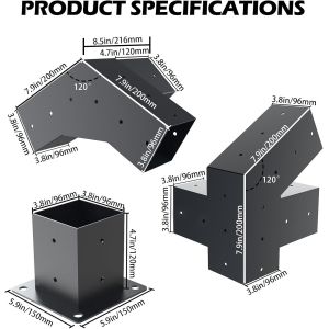 Woodworks Pergola pergola Brackets 3-Way Right Angle Corner Bracket DIY Elevated