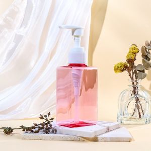 Square Plastic Custom Shampoo Bottles PET Material Transparent Cosmetic