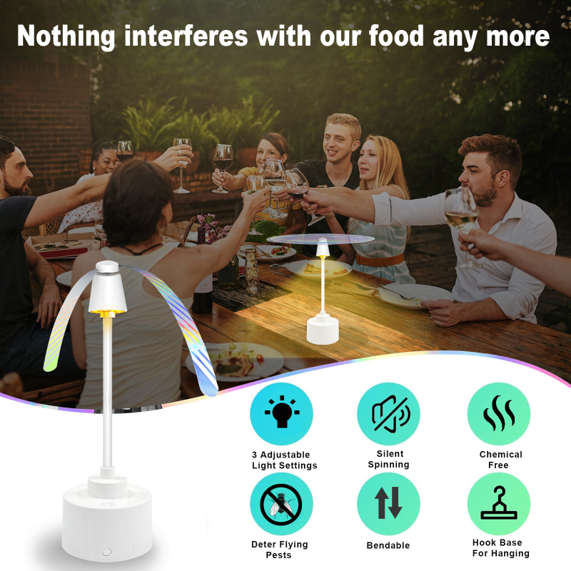 Fly Repellent Fan Electric Fly Trap with Smart LED Display Energy Physical Capture Ideal for Outdoor Home Market Stalls and Restaurants