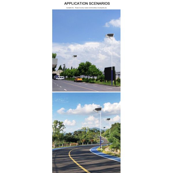 60mm Arm Rod IP65 Split Solar LED Street Lights Long Working Time