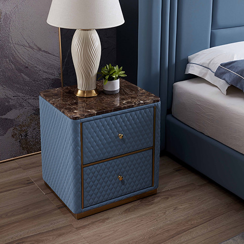 Buy 550x450mm Modern Bedside Tables Matted Leather Bedside Cabinet With Drawer at wholesale prices