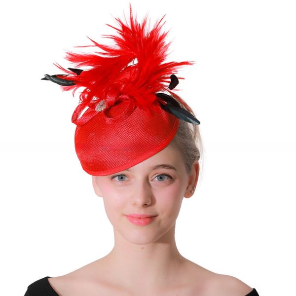 Image Style Tea Party Feather Sinamay Fascinator Hats With Fast Shipping Service