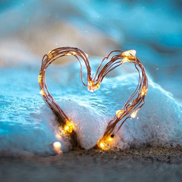 DC 5V Battery Copper Wire Lights Yellow 1M LED String Lights For Bedroom