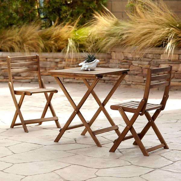 ISO 9001 Garden Outdoor Wood Bistro Table And Chairs Set