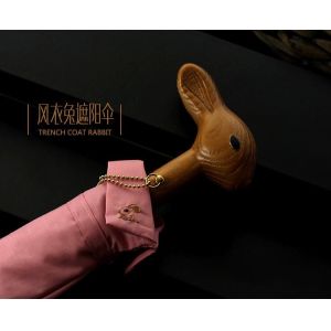 Log black walnut high grade animal umbrella head ladies wooden handle umbrella