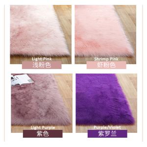 White Colour Polyester Area Rugs / Faux Sheepskin Area Rug