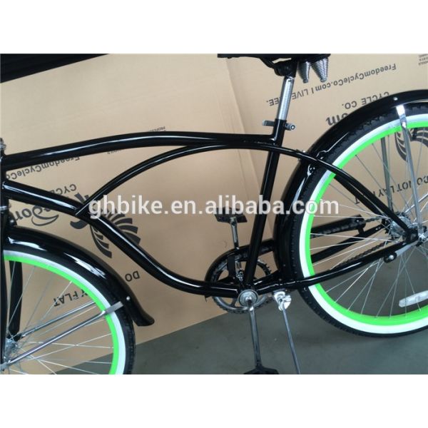 Green Aluminum Alloy Rim 26inch Cruiser Bike with Steel Fork Material and Green Color