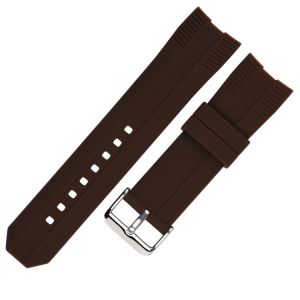 SHX Replacement Rubber Watch Strap , 24mm Brown Silicone Watch Band