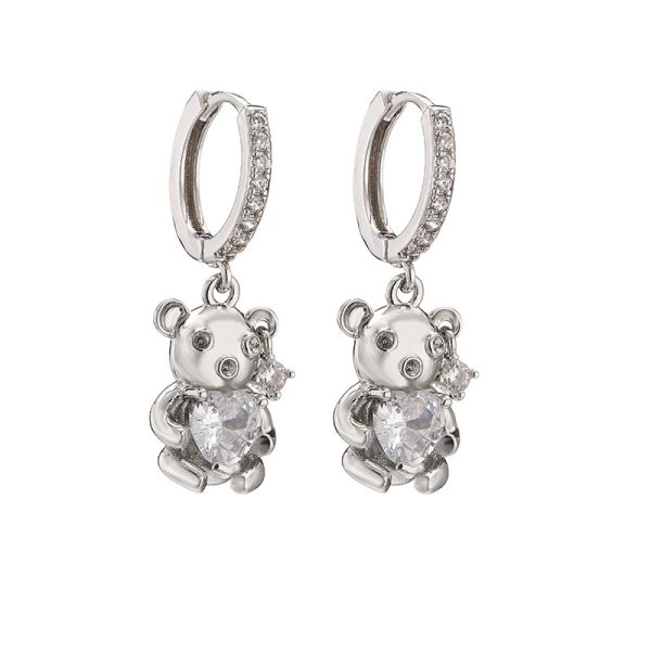 Buy Bear Sterling Silver Crystal Jewelry Hoop Silver Zircon Earrings LovelyLittle at wholesale prices