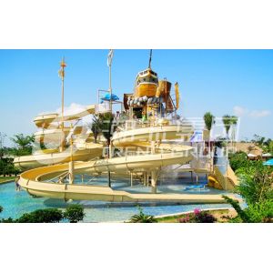China Steel Structure Parks With Water Playgrounds Open And Close Spiral Water Slides on sale