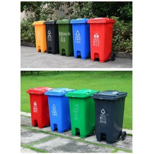 120L240L Park Classified Industrial Public Pedal Plastic Trash Can Wheeled