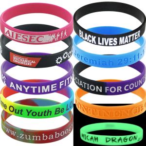 Plain Style Printed Silicone Wristbands 1-5mm Width In OPP Bag