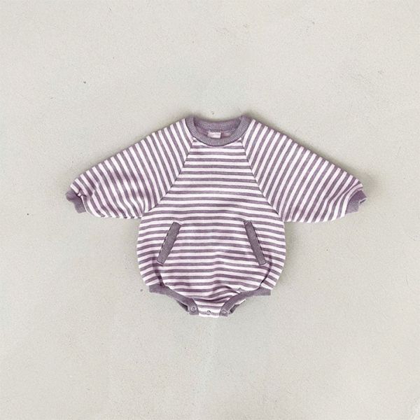 Buy Baby Double Pocket Striped French Terry Newborn Bubble Romper at wholesale prices