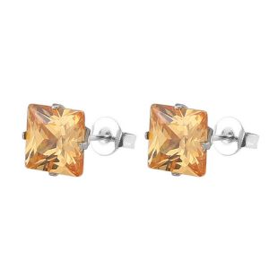 Women Men Zircon Diamond Square Stud Earrings Stainless Steel Body Piercing