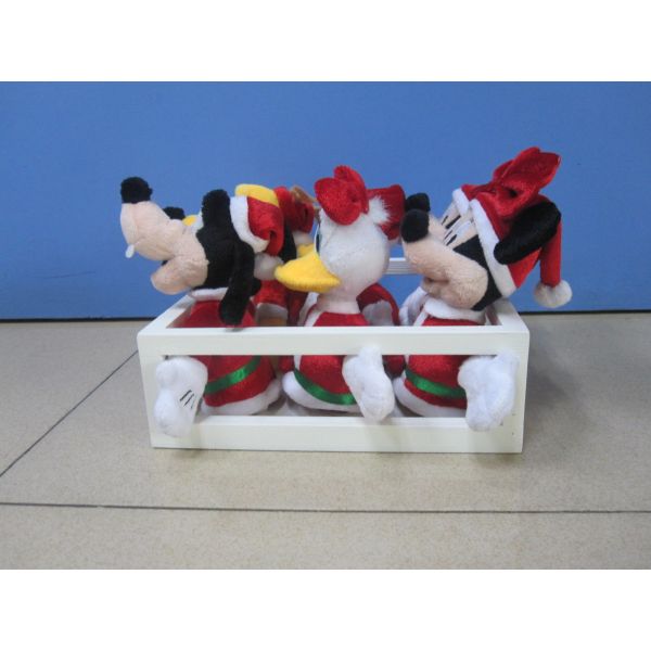4 inch Full Set Disney Plush Toys Keychain In Tray Characters For Christmas Holiday