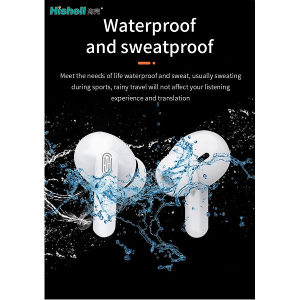 Practical Black Instant Translator Earbuds , White Real Time Translation Headphones