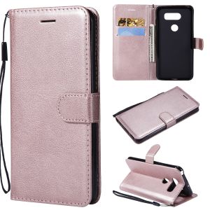 LG V30 Pure Color Leather Wallet Protective Case with Card Slots