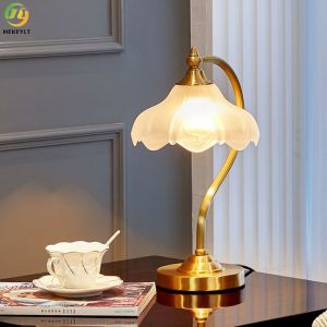 Quality Glass Copper Bedside Table Lamp Delicacy Process Decoration for sale