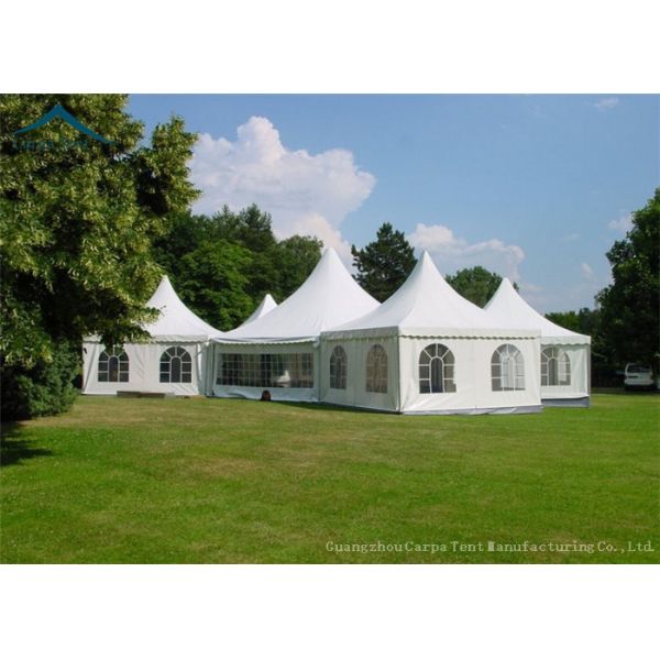 Buy Outdoor Emergency White Pagoda Tents Waterproof Fire Resistant Pvc Roof Pretty at wholesale prices