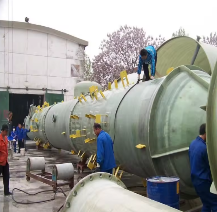 Eco Friendly Fiberglass GRP FRP Absorption Purification Tower For Waste Acid Gas Treatment Equipment