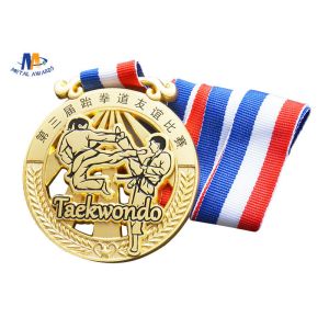 Soft Enamel Zinc Alloy Taekwondo Medal 76.2*3MM