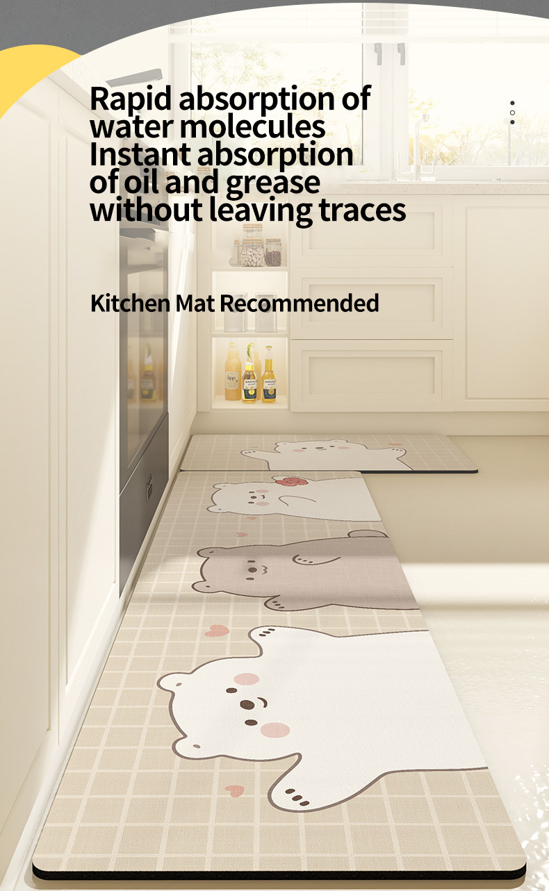 Custom Cartoon Animal Kitchen Waterproof Anti-oil Mat for Scrubbing and Fatigue Relief