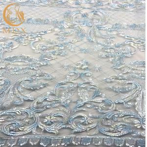 Quality Soft Touching Sparkly Lace Fabric Embroidery Mesh 135cm Width For Dressmaking for sale