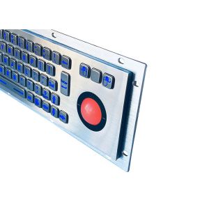 LED Backlit 5VDC PS2 Industrial Metal Keyboard Stainless Steel 68keys
