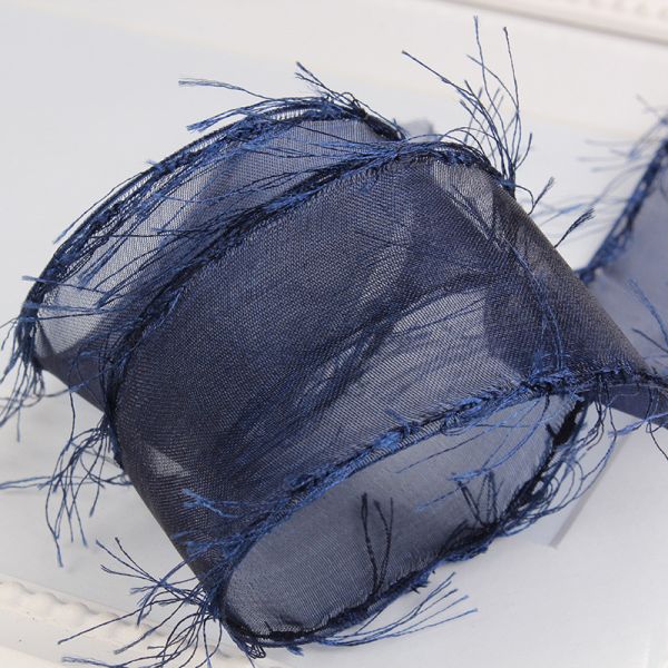 25mm-50mm Tassel Edge Polyester Organza Ribbon for Flower Chocolate Gift Packing and Garment Decoration