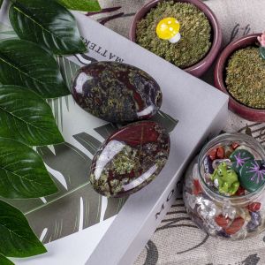 Natural Dragon Bloodstone Oval Shaped Craft Stone Dragon Bloodstone Palm