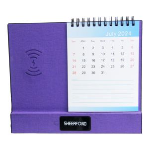 Custom 2024 Multifunctional Wireless Charged Desk Calendar Modern Fashion