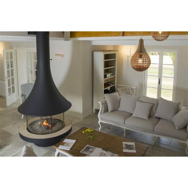 Indoor Decorative Ceiling Mounted Wood Burning Suspended and Rotating Fireplace